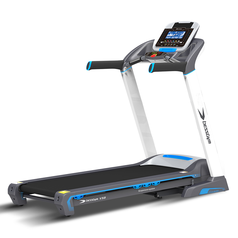 BESSGYM-V50 оптовая продажа беговой дорожке машина 7 дюймов с синей подсветкой ЖК-дисплей фитнес беговые дорожки для продажи