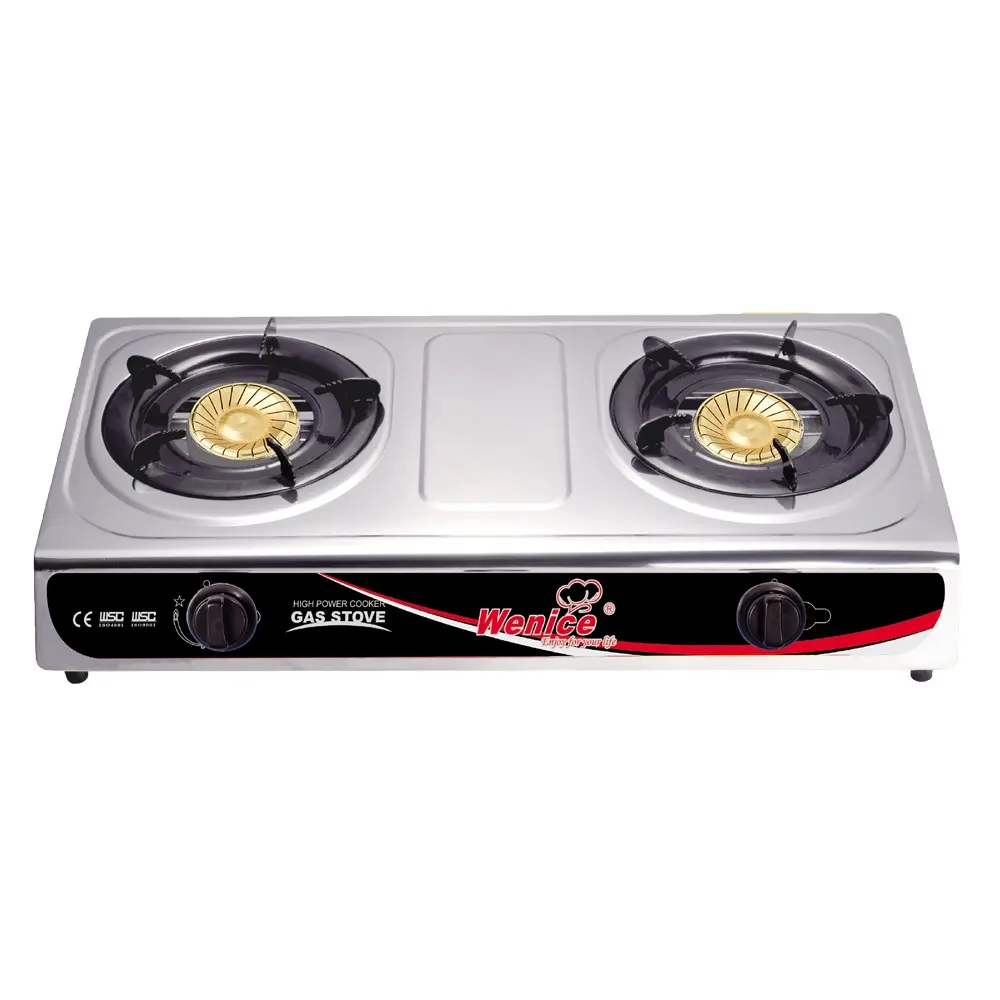high end stainless steel double burner gas stove