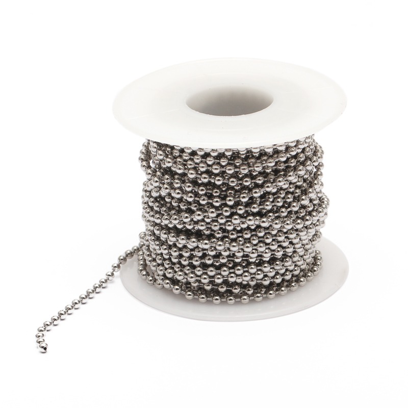 100 Feet Stainless Steel Ball Bead Chain 2.4 mm Adjustable Pull Chain Bead, with 30 PCS Matching Connectors for Jewelry Making