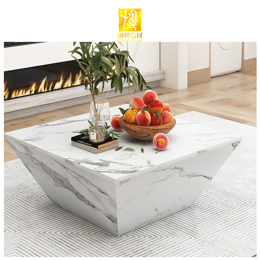 BOTON STONE Artificial Stone Modern Carrara Polished Blanc Countertops Plinth Block Irregular Marble Coffee Table