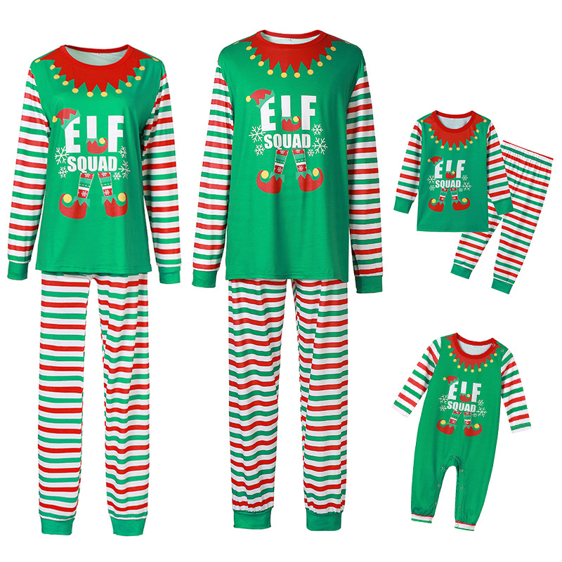 HJ PSW14 Wholesale sleepwear boutique long sleeve green clothing set matching family christmas pajamas