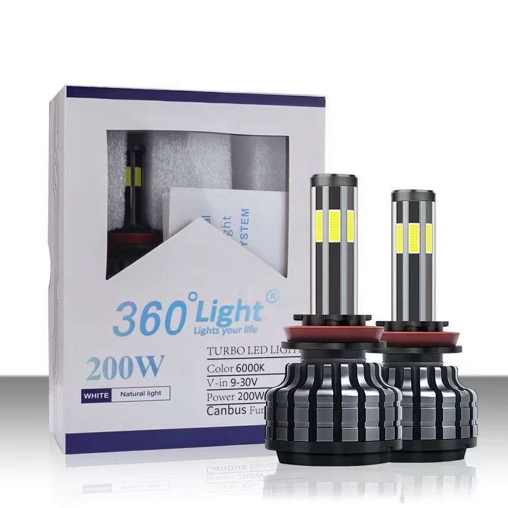 New arrive manufacture 200W 360 degree 9005 9006 h11 9012 880 led headlight for car or motorcycle