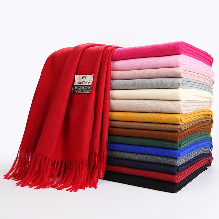 Winter Cashmere Women Warm Luxury Brand Scarves Tassel Bandana Solid Shawl wrap scarf