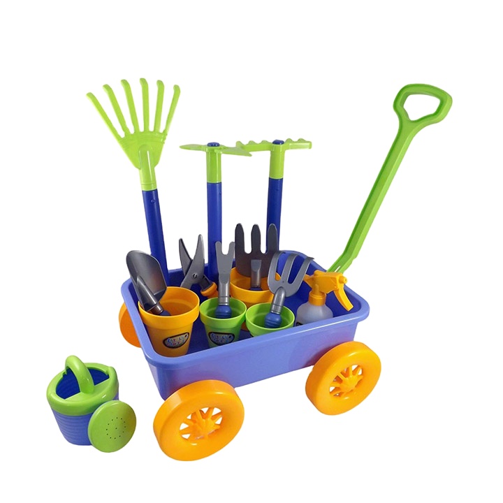 Kids Garden Wagon Tools Toy With Gardening Tools