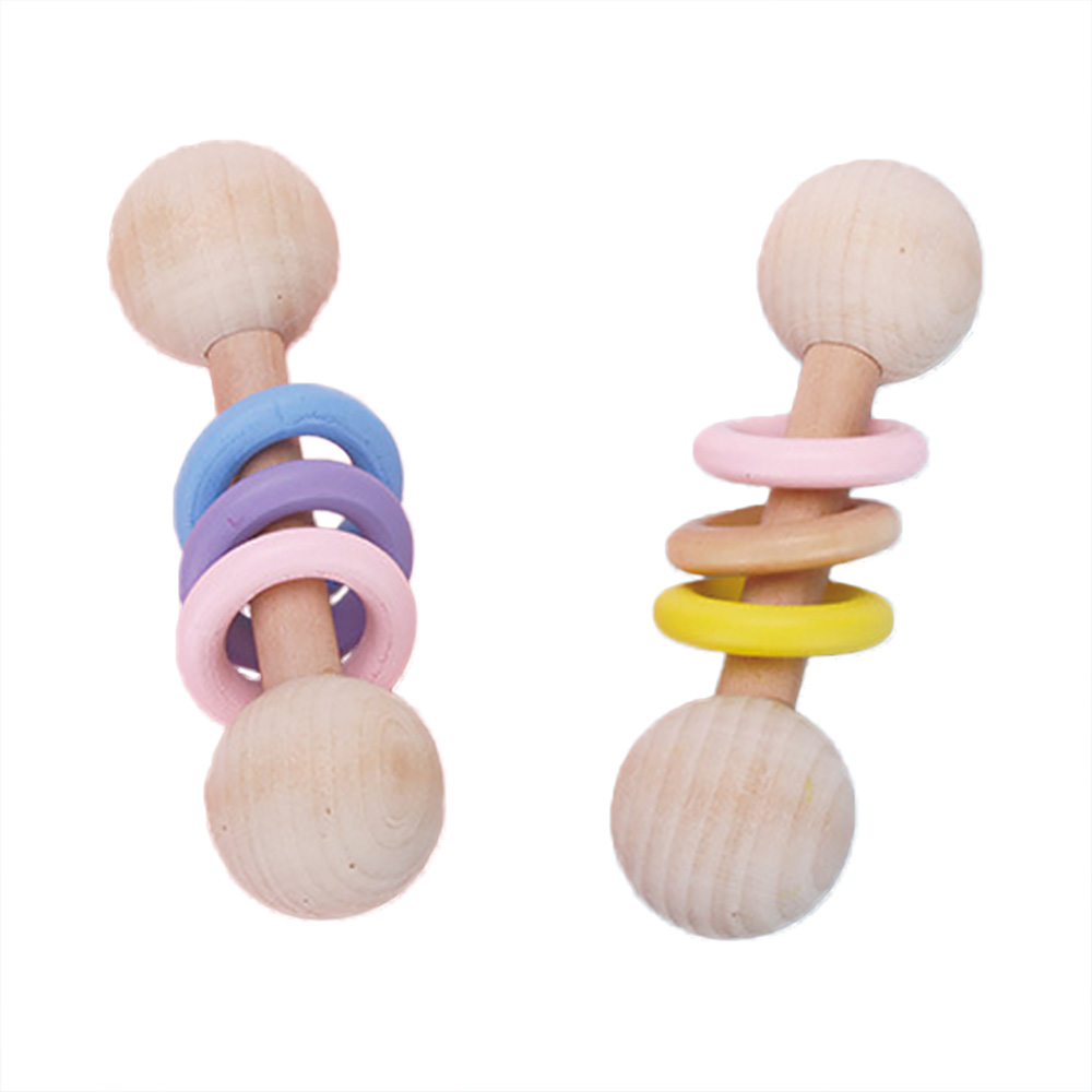 Natural Safety Handmade Wholesale pine wooden baby rattle
