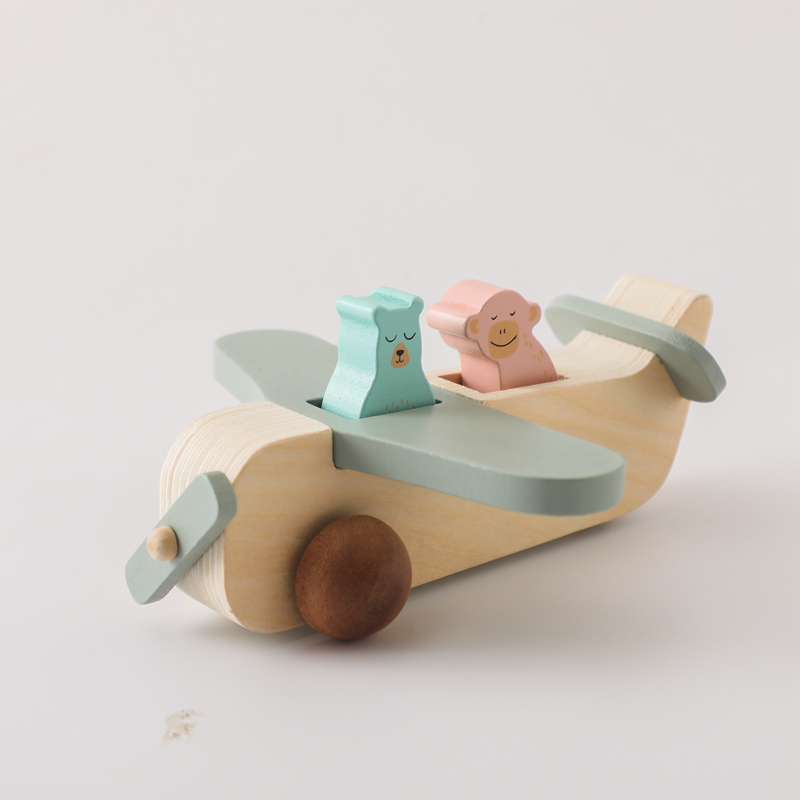 Hot Sale Unisex Small Wooden Aircraft Toy with Teething & Inflatable Features Soft Musical & Rattle for Baby