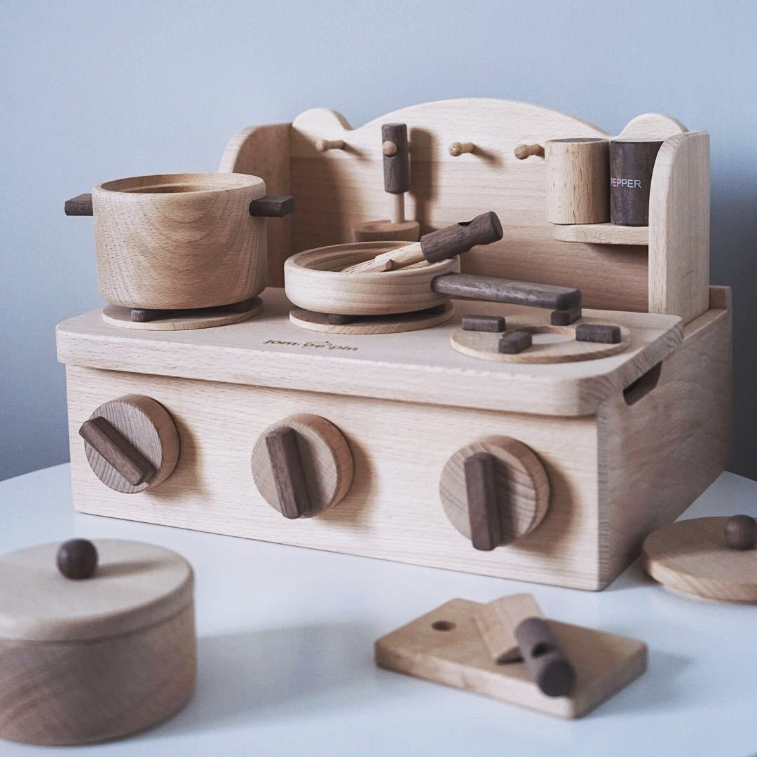 Children's Kitchen Toy Set Early Education Solid Wood Simulation Mini Stove Kitchen Utensils Wooden Cooking Toys