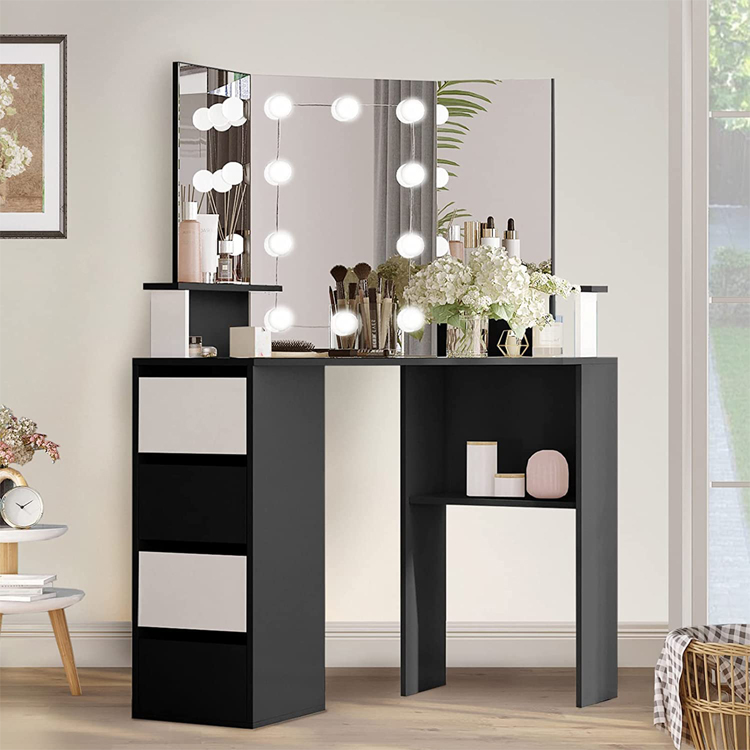 Led Mirror Touch Screen Dresser Desk Side Table Drawer Corner Dressing Makeup Vanity Table Schminktisch Tocador de Maquillaje