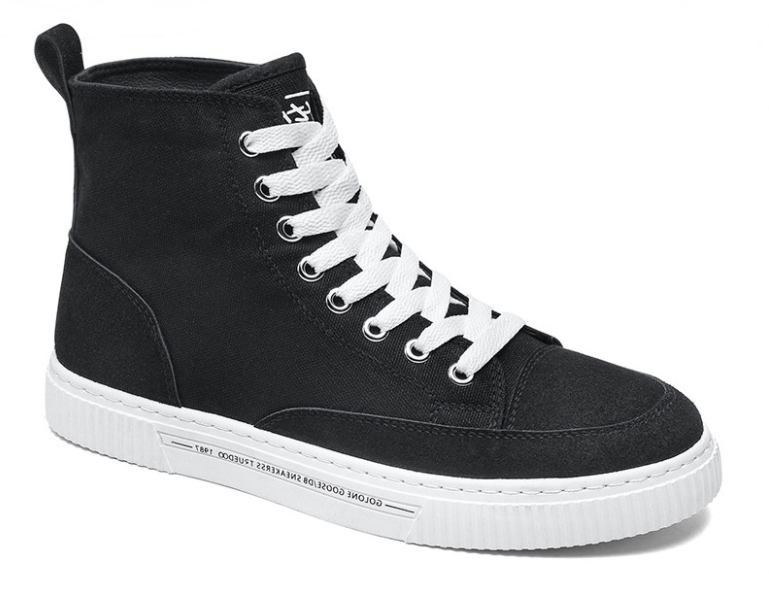 New design black high top canvas shoes
