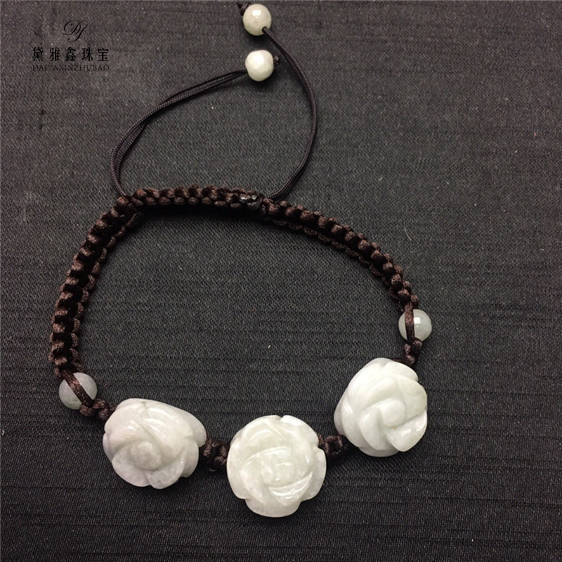 High-Quality Natural Stone Making Jade Flower Woven Bracelet For Men And Women With The Same DIY Jade Jewelry