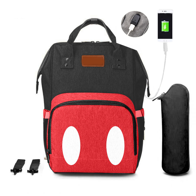 New Mummy Diaper Bag Baby Stroller Backpack USB Charging Waterproof Oxford Women Bag