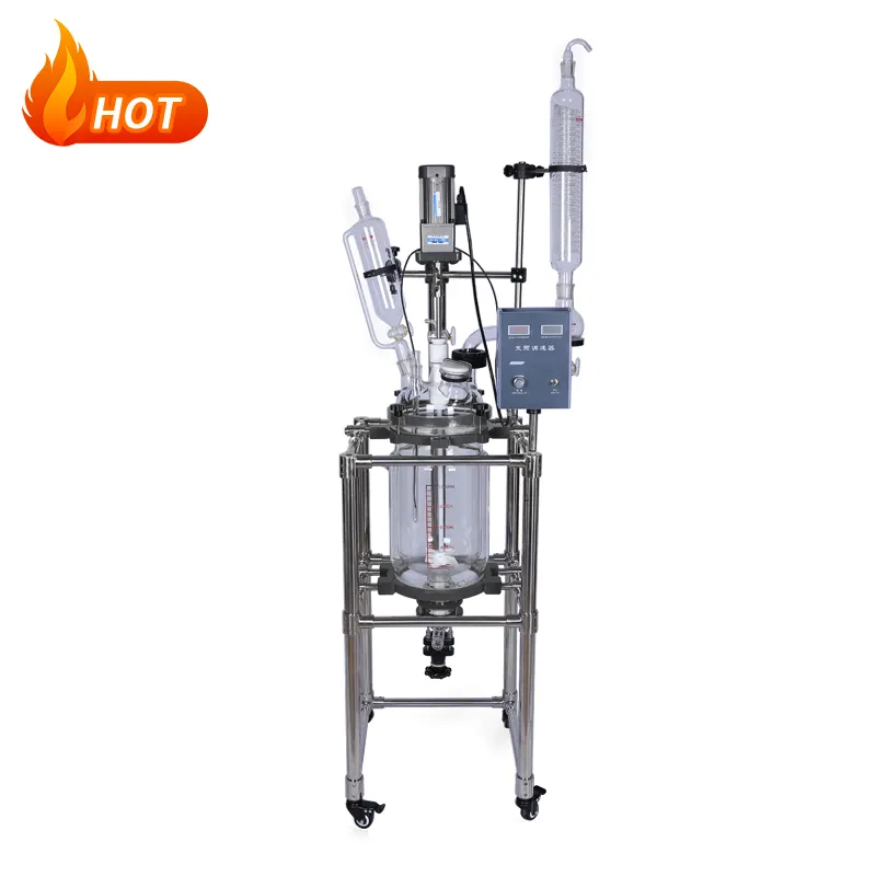 Chemical 10l jacketed glass reactor for lab