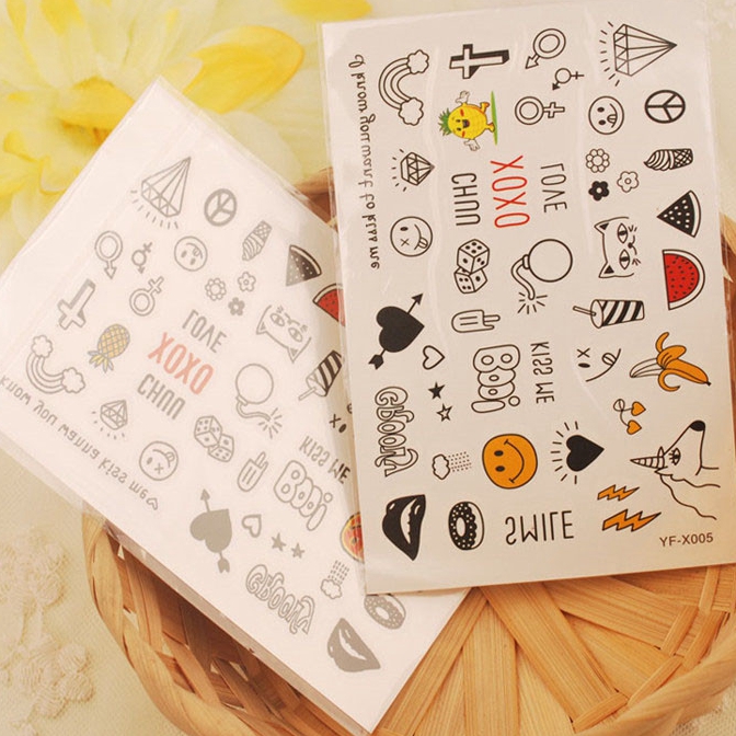 Non-toxic smile face temporary tattoos stickers for kids custom body tattoo sticker