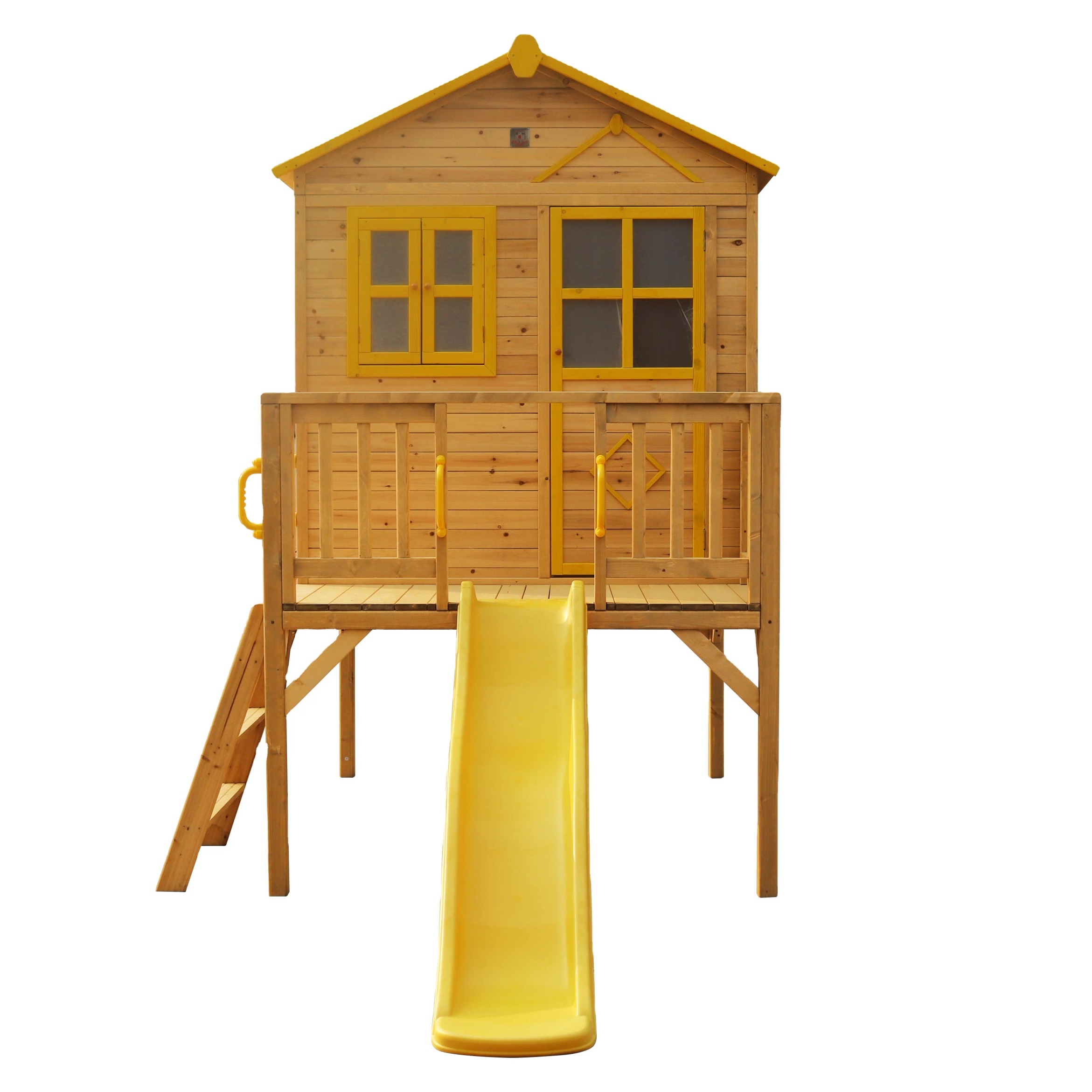 Garden Wooden Cubby House Outdoor Playhouse For Kids With Slide And Sandbox