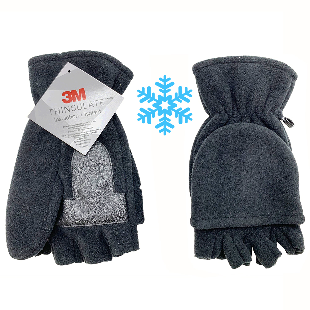 Custom Logo Warm Polyester Fingerless Winter fleece glove Flip top cap cover Half finger Gloves Convertible Hunting Fishing Run