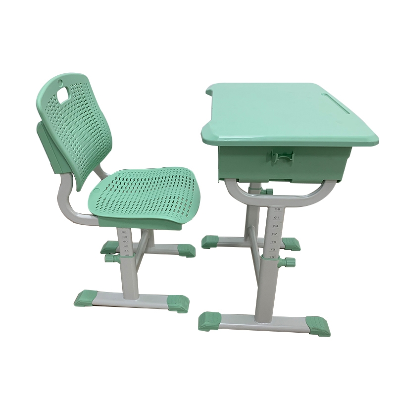 Modern Metal School Tables and Chairs for Kids with Adjustable Green Furniture