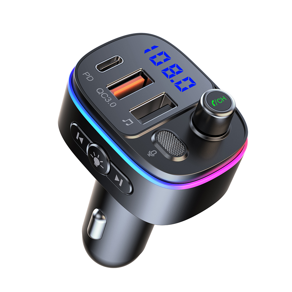 Автомобильный FM-трансмиттер, беспроводной MP3-плеер 5,0 громкой связи PD Type C QC3.0 USB, быстрая зарядка, яркие аксессуары, T65