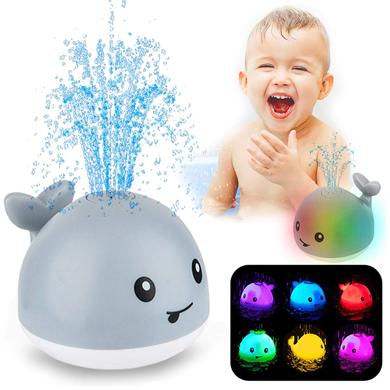 Amazon Best Seller Baby Summer Bathtub Shower Toys,Whale Automatic Induction Spray Water Bath Toy with Light Bath Toys for Kids