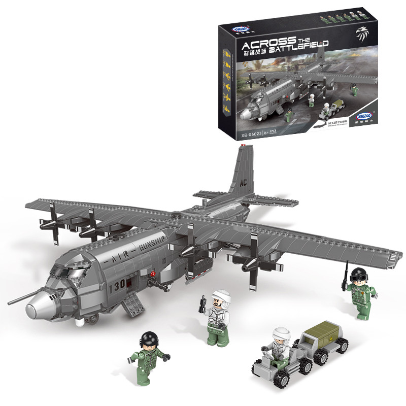 Xingbao 06023 1713 шт Военная серия AC130 Air Gunboat самолет блок строительные игрушки