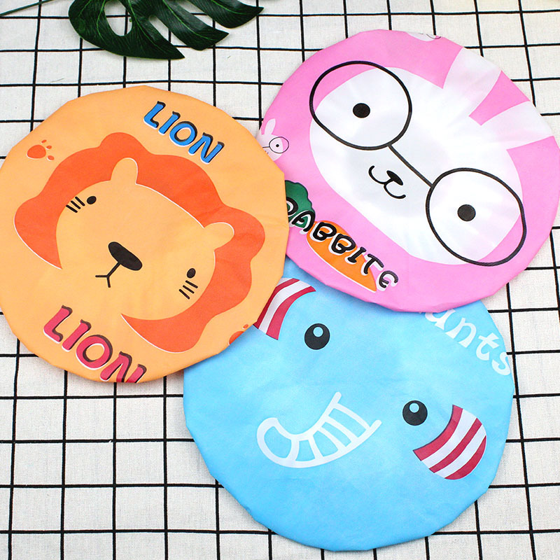 Reusable Elastic Shower Caps Cute Cartoon Design Waterproof Bath Hat Salon Hair Hat Girls Women Kids Shower Caps