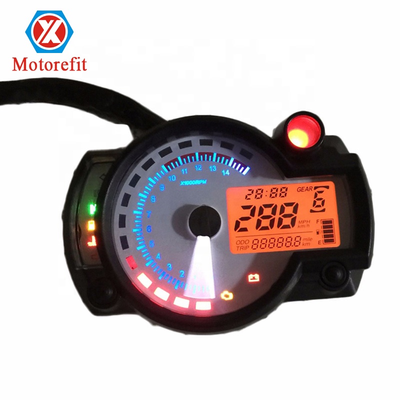 RTS Universal Motorcycle Digital Instrument Speedometer Adjustable Panel 7 Color Display LCD Indicator Gauge R20