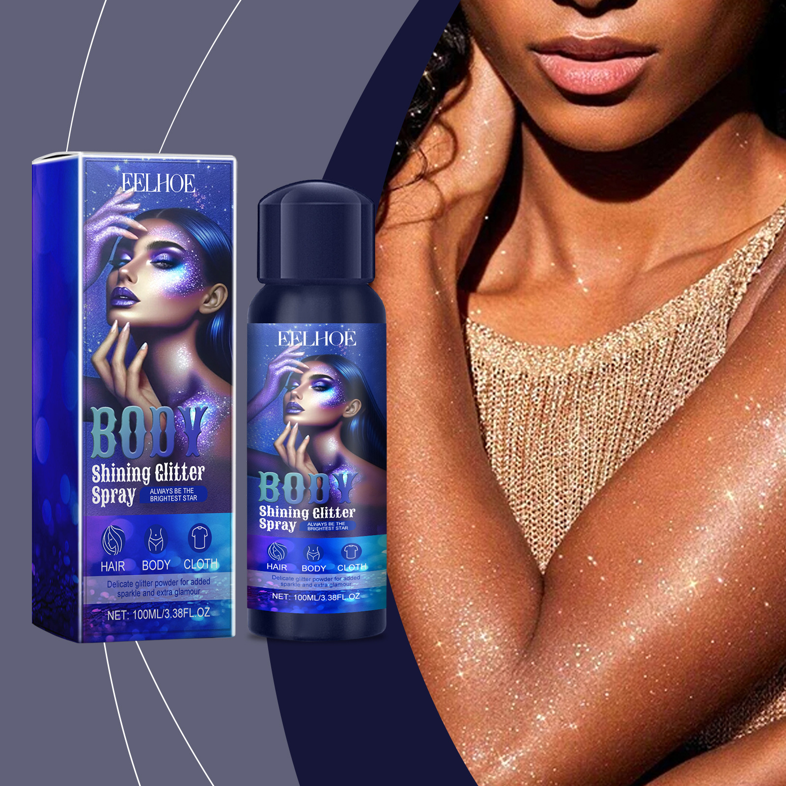 Collarbone Brighten Body Glitter Party Essentials Hair Glitter Spray Long-lasting Makeup Sparkling Body Spray