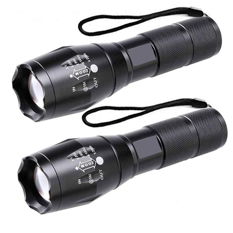 Waterproof Handheld Flashlight LED XML-T6 Camping Adjustable stunn gun flashlight defense tactical
