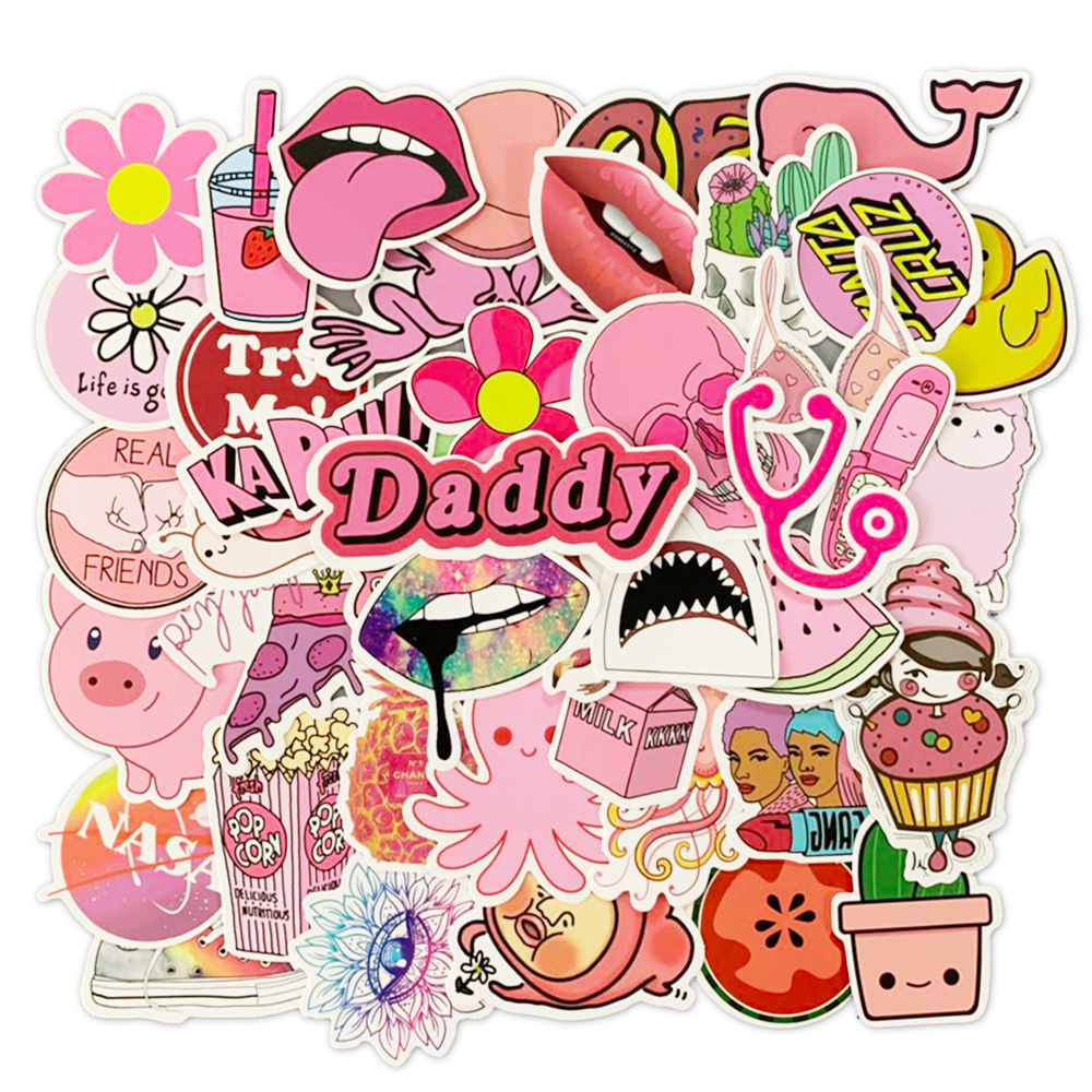 50 шт./пакет милый kawaii vsco girl водонепроницаемый устойчивый к ультрафиолетовому излучению высеченный виниловый стикер для бутылок с водой ноутбука телефона скейтборда