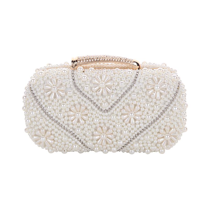 Creative fashion double-sided embroidery floral pearl rhinestone summer ladies clutch wallet graduation season party dinner bag