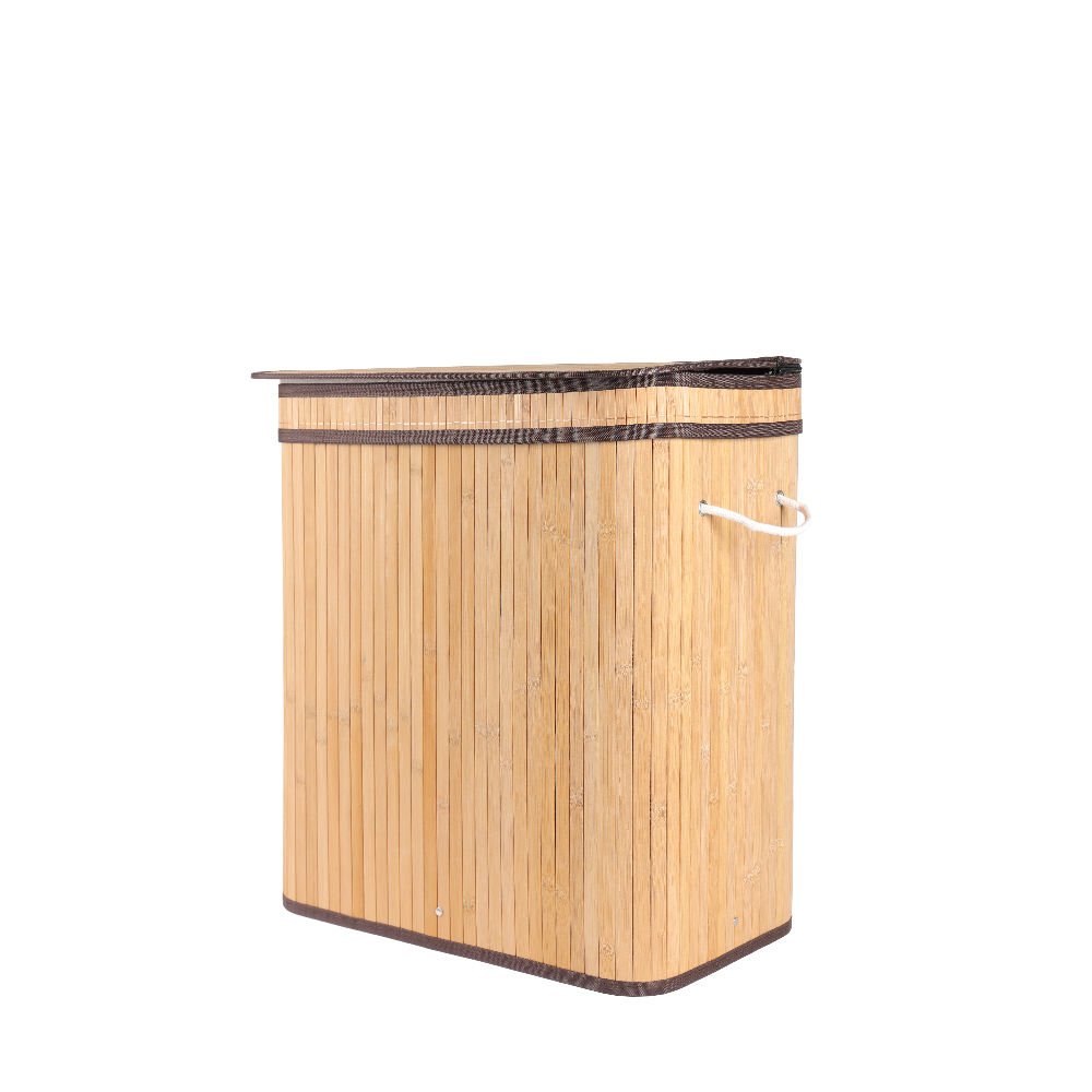 MU Supplies High Quality Foldable Bamboo Laundry Storage Basket Hamper with Handles and Removable Lid for Clothes Toys Organizer