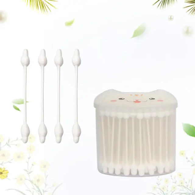 customized  china  factory qtips in plastic tube Thick thin cotton swabs with wood stick  bud for making up ear cleaning