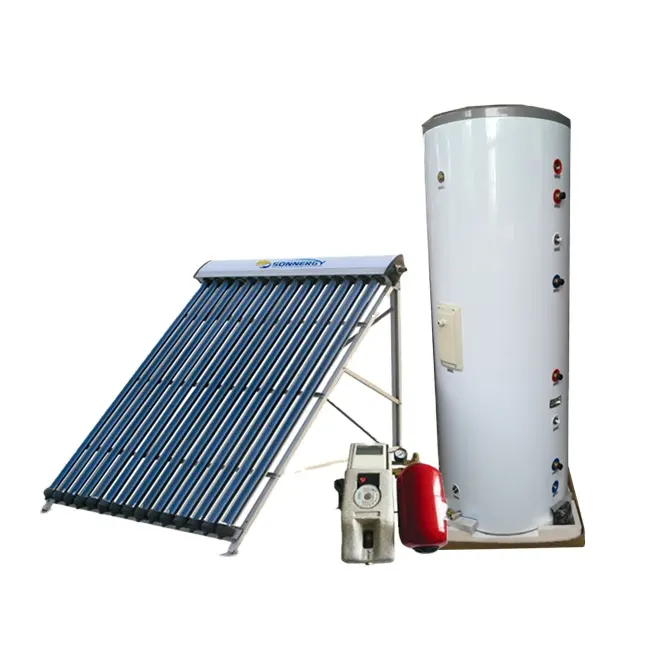 Solar thermal water heating system Work station Solar collector and water tank