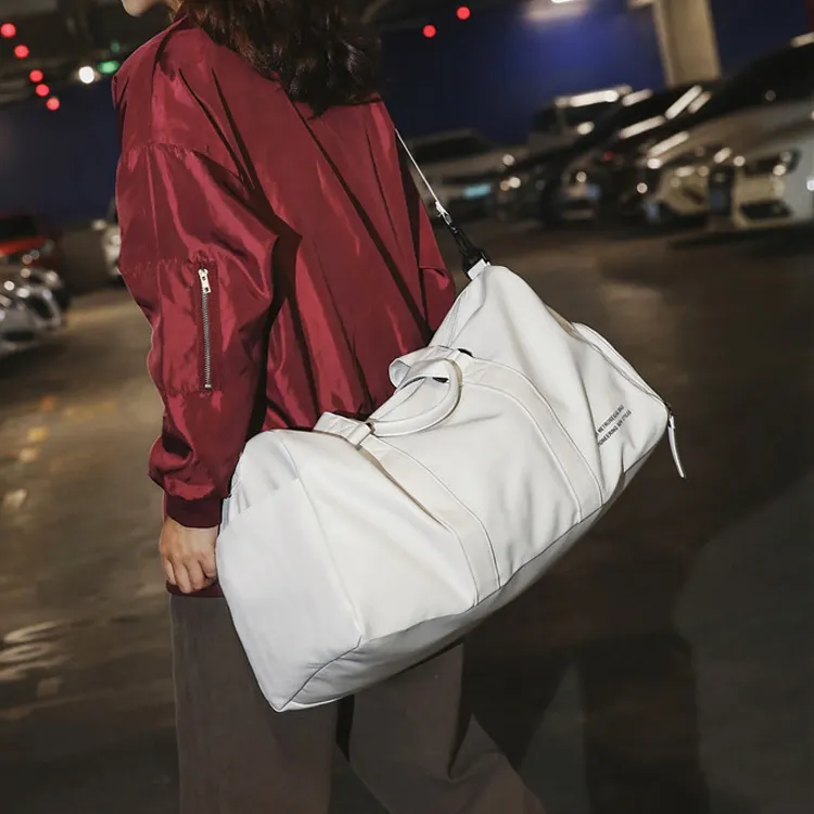 Custom Logo Women Men Canvas Cheap Travel Duffel Bag Shoulder Sport Bag Drawstring Gym Bag