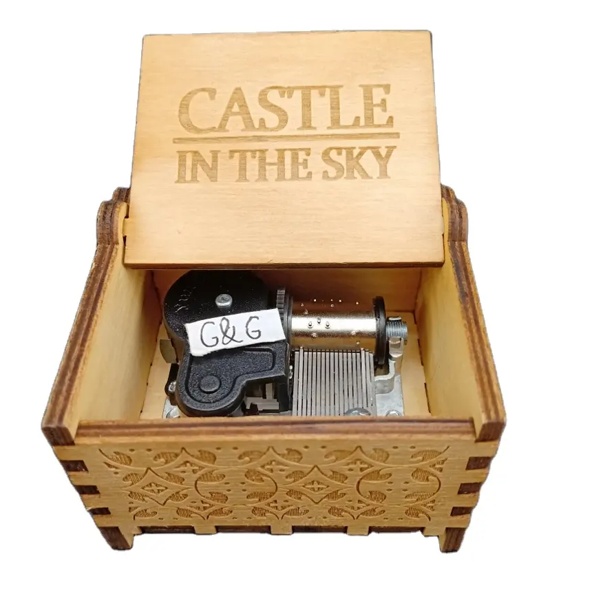 Wooden Castle In the Sky Music Box Automatic Music Box
