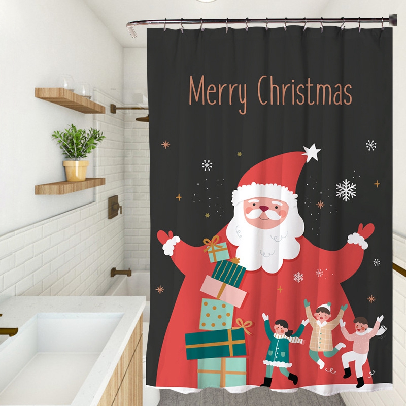 Amazon Hot Selling Shower Curtain Waterproof For Christmas Hotel Bathroom Home
