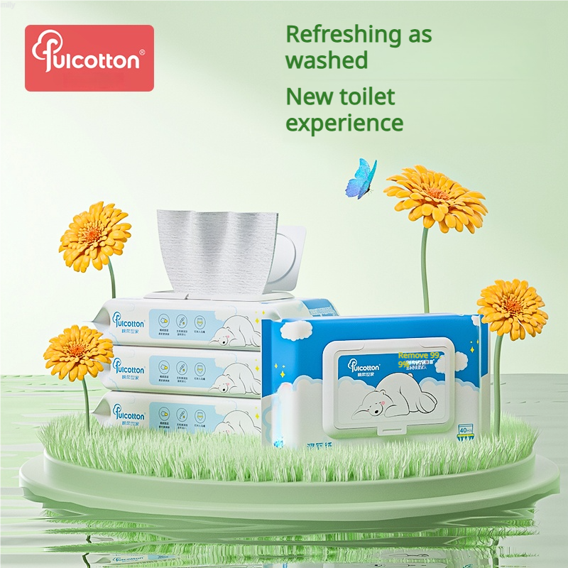 Fulcotton Chamomile Wet Toilet Paper Flushable Wet Wipes Household Alcohol Free Toilet Wet Tissue Paper