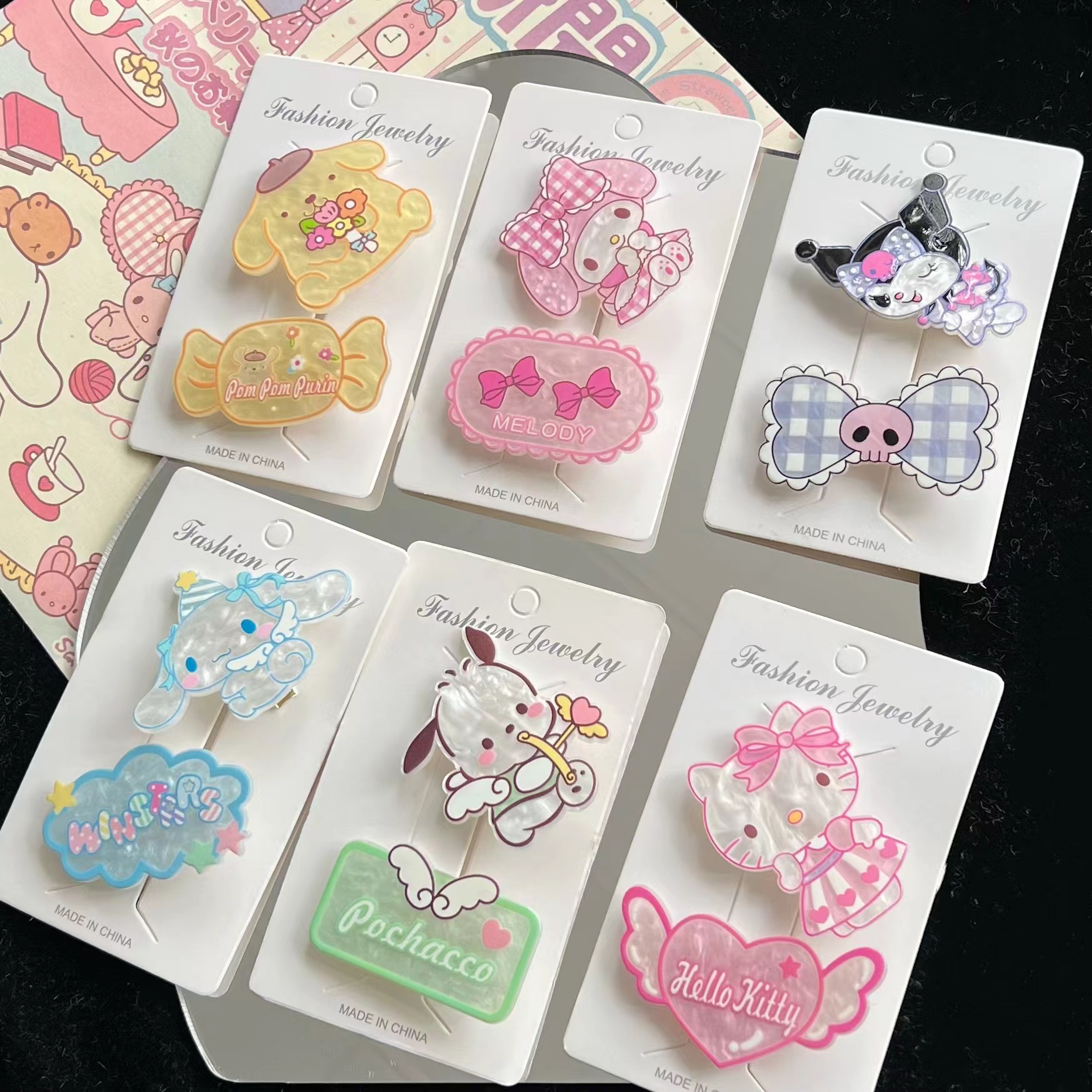 Botu оптовая продажа милый Sanrio захват зажим Yugui собака Kuromi девочка студент заколка для волос мультяшный милый захват для волос аксессуары для волос