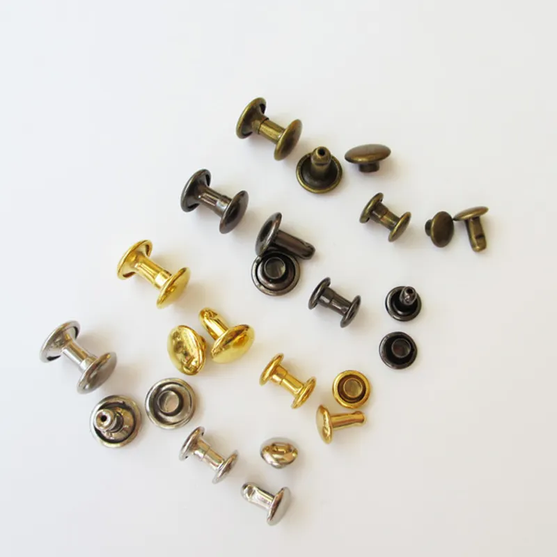 custom logo stainless steel brass plastic copper aluminum rivets for bags high quality double cap rivet