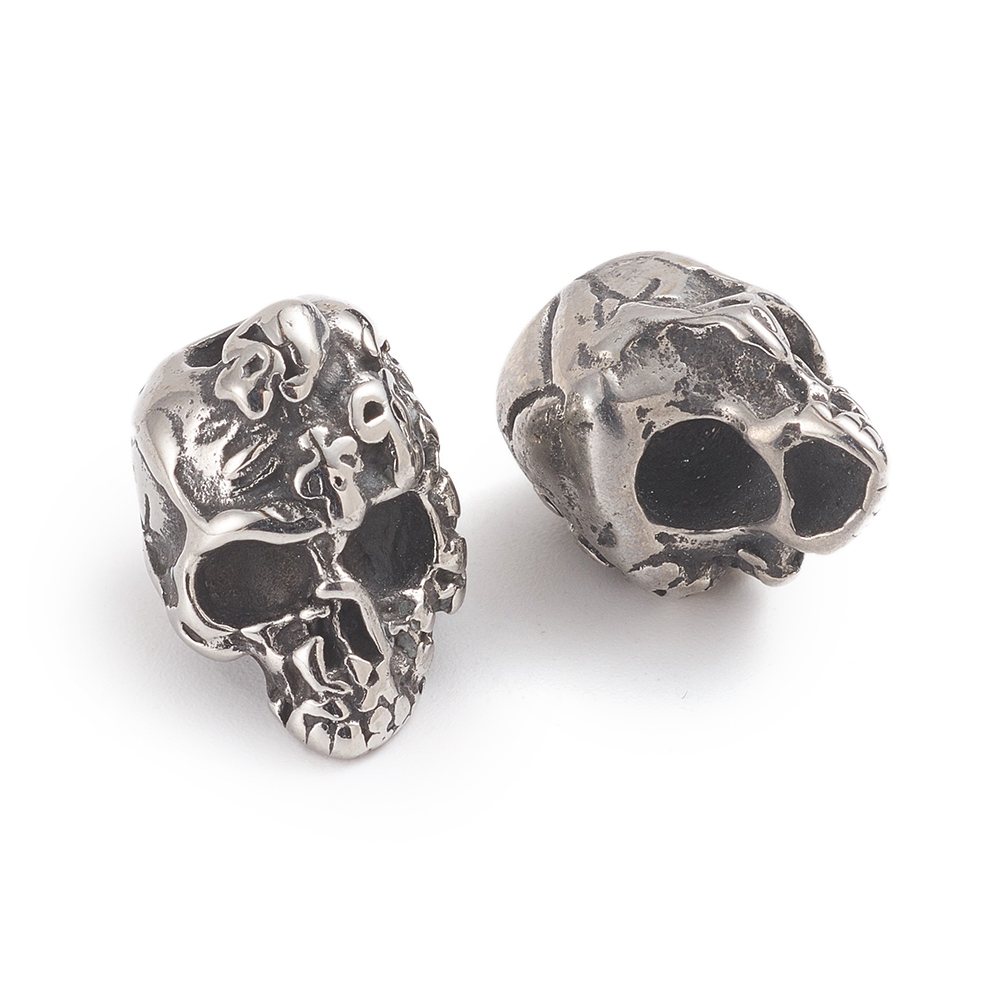 Pandahall Halloween 316L Surgical Stainless Skull Head European Beads