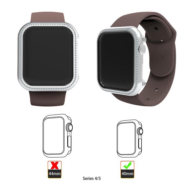 New Arrival 40mm Custom Logo Smart Watch Bezel Case For Apple iwatch Luxury Diamond Metal Watch Case Cover