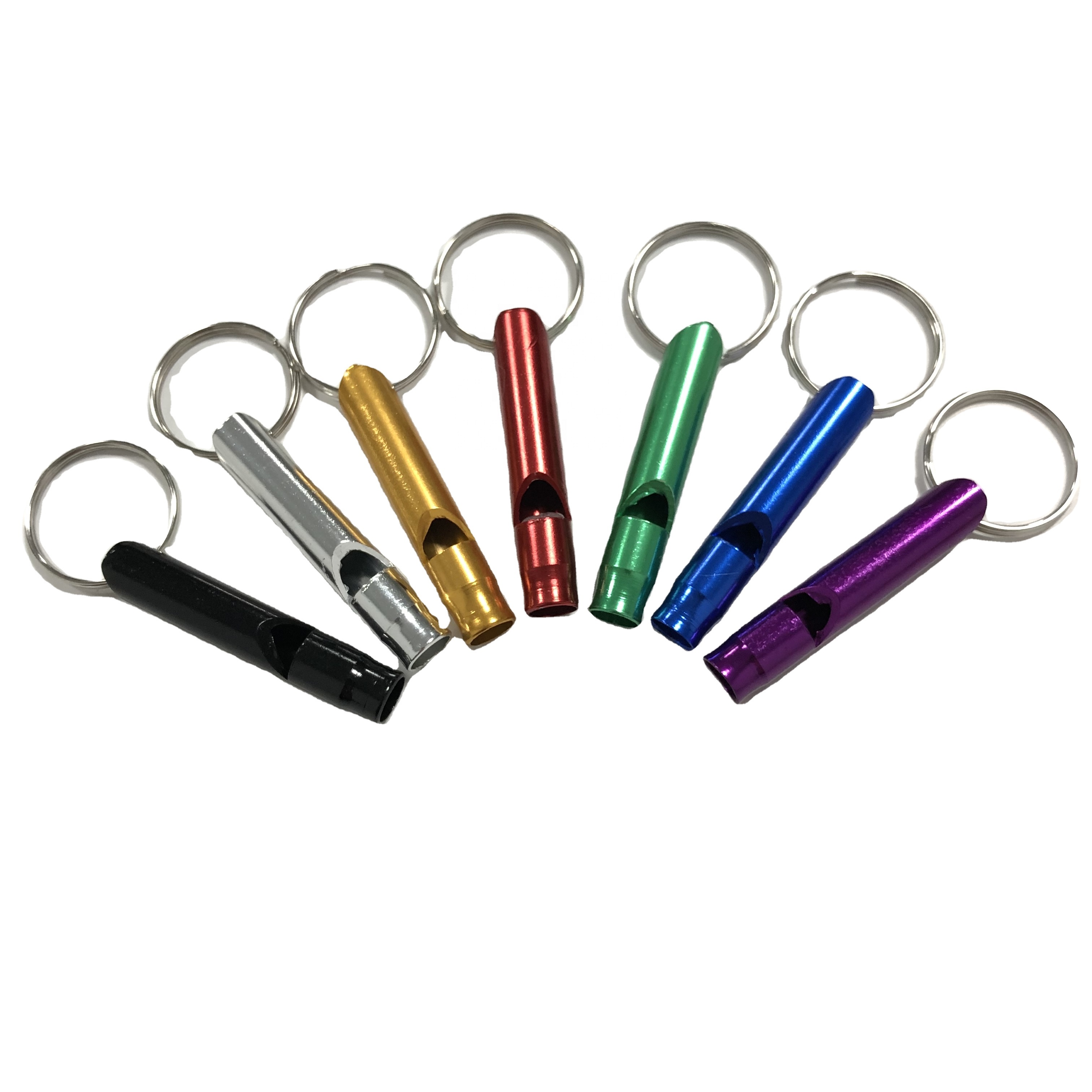 Wholesale Women Outdoor Self Defense Products Aluminum material Survival Whistles Keychain