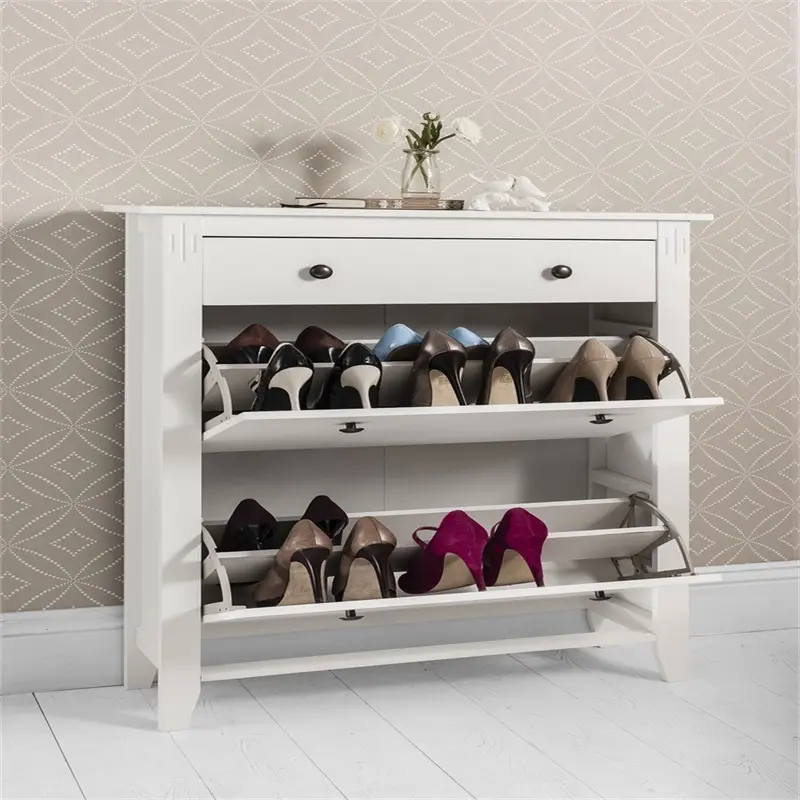 Exquisite Design Lobby Furniture Wood Shoe Cabinet With Drawer