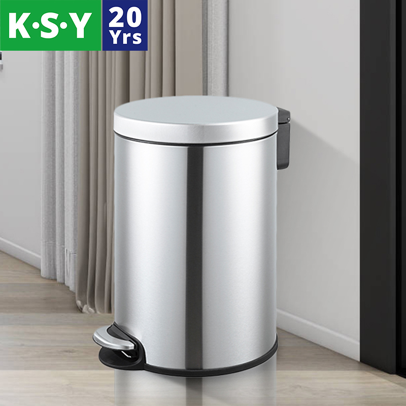Open Top Trash Can для Hotel, Hospital, Restaurant Waste Bin, Stainless Steel, Modern Trash Bin, 6L Foot Pedal Dustbin