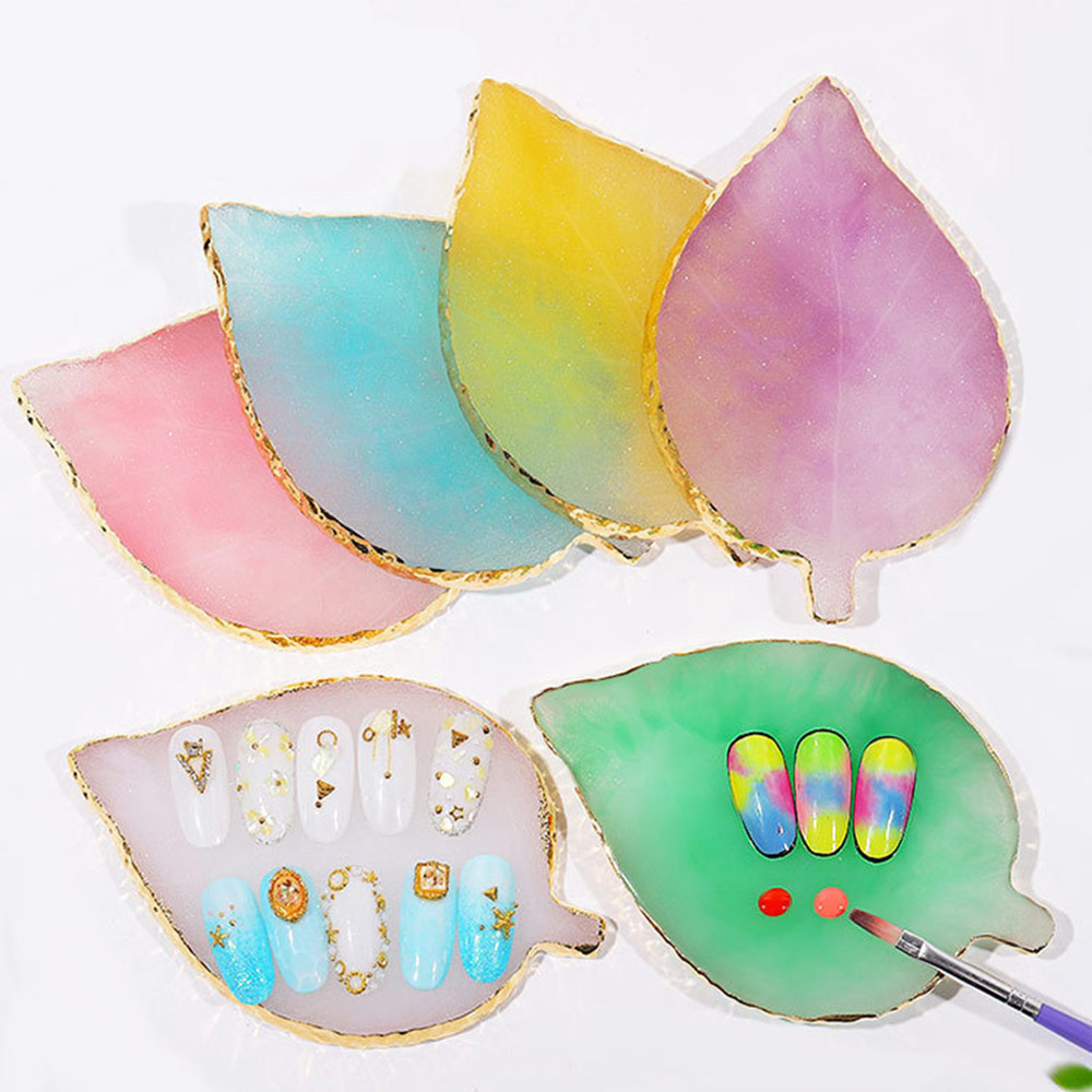 Practice Display Nail Palette Board Leaf Design Resin Agate Varnish Color Showing Shelf Manicure Tool Gel Polish Nail Art Pallet