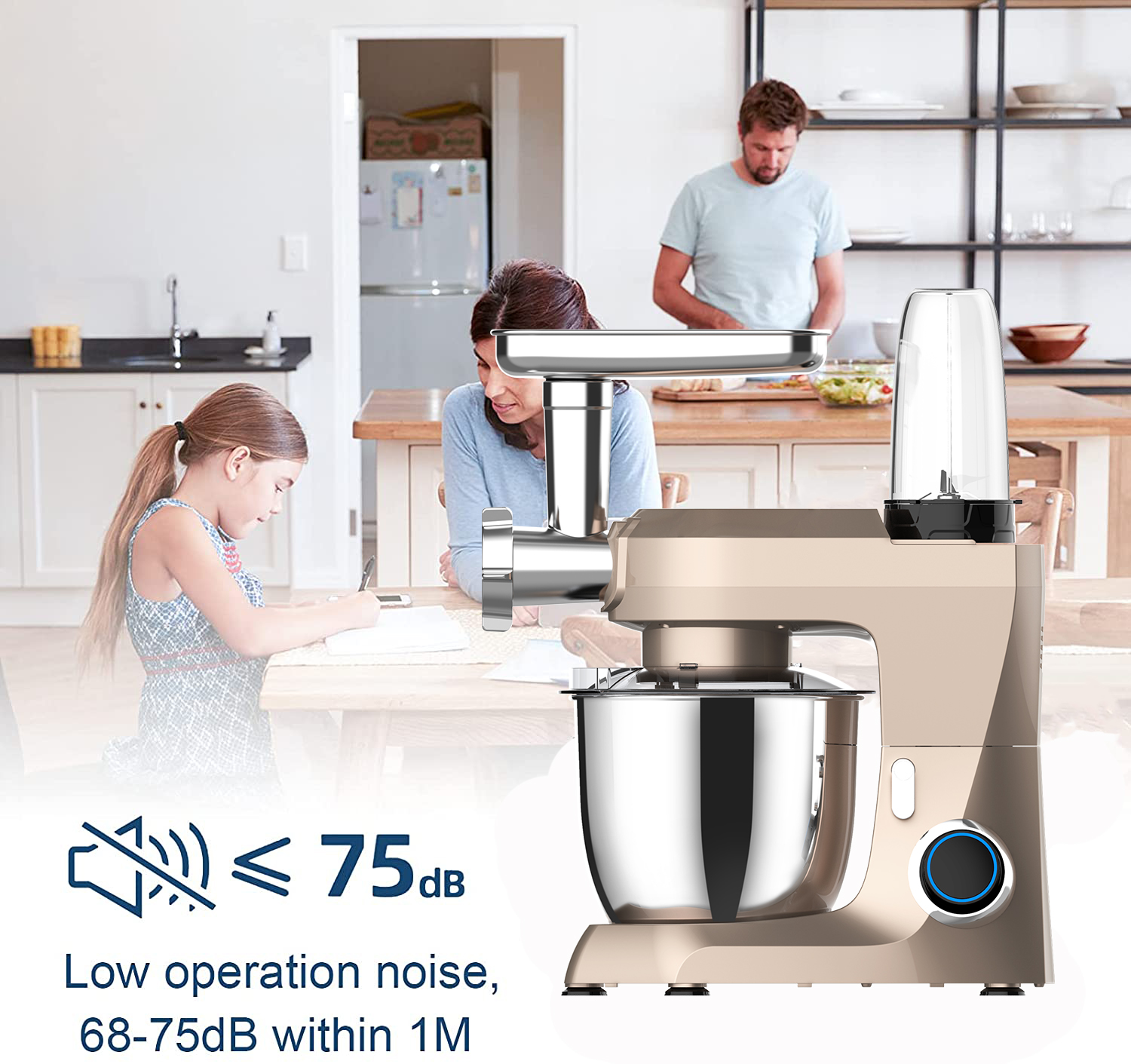 Kitchen Electric Home Commercial 6.2L 5.2L Tilt-Head 1500w Multi Function 5 in 1 Food Cake Stand Dough Mixer