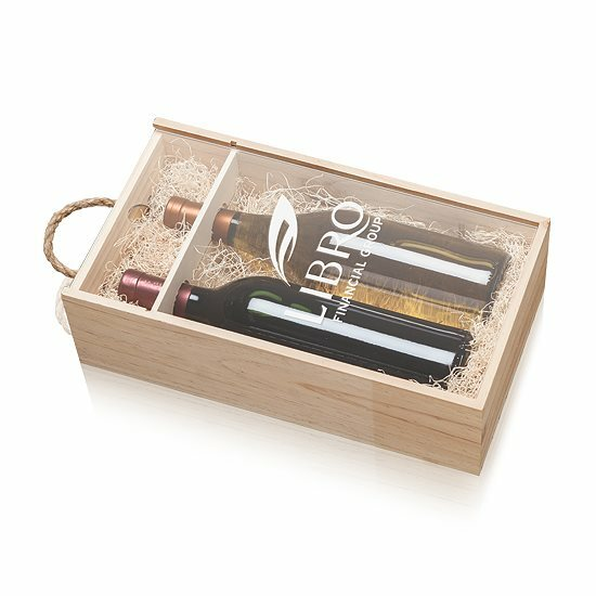 JUNJI Natural Hot Sale Rustic Personalized Single or 2 Bottles of Wood Wine Box with Transparent Sliding Lid