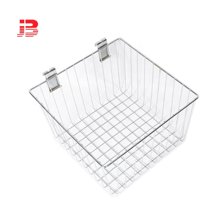 Jinbin Slatwall Metal Display Wire Mesh Storage Basket for Supermarket