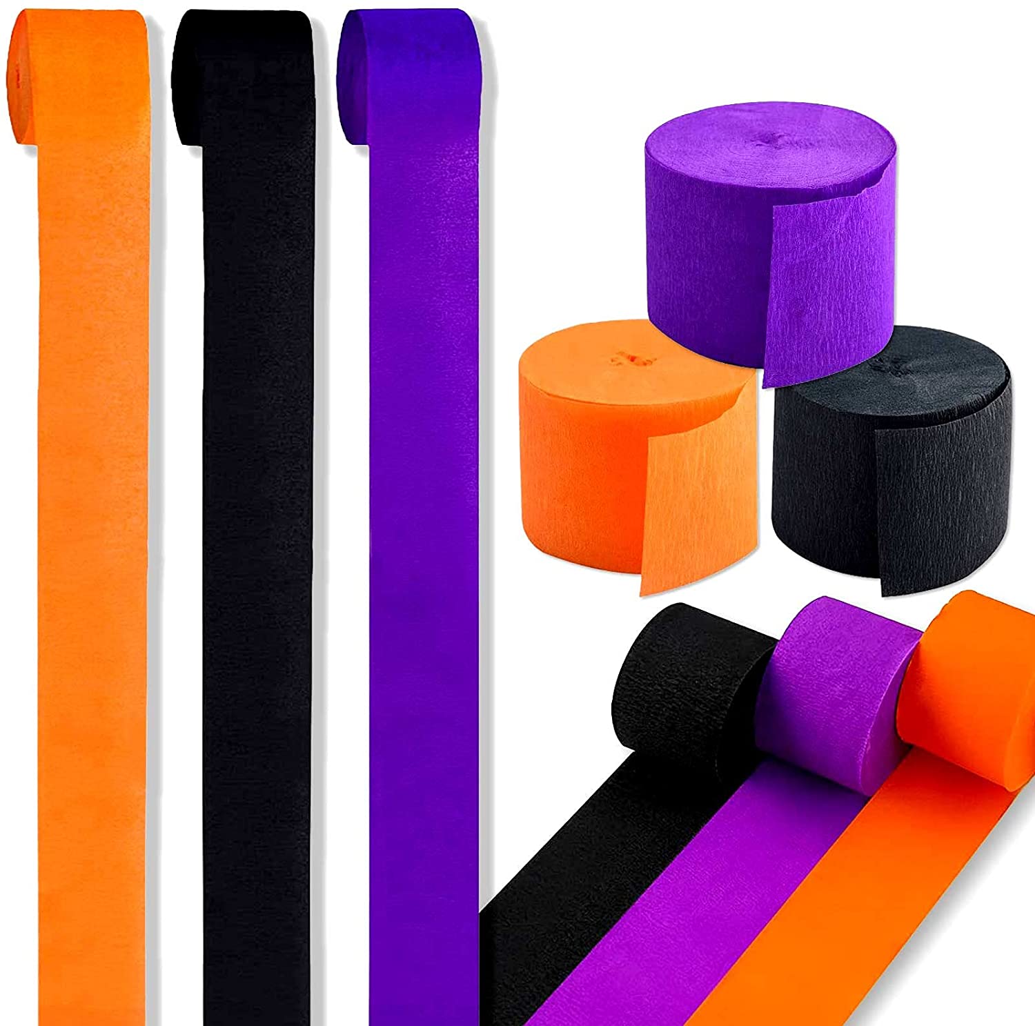 Halloween Crepe Paper Black Orange Purple Party Crepe Paper Streamers Roll for Halloween Decorations
