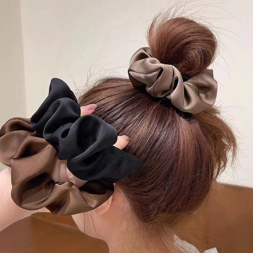 Wholesale Custom Satin Scrunchies Oversized Elastic Hair Bands for Curly Hair Ribbon Satin Scrunchie Accessories