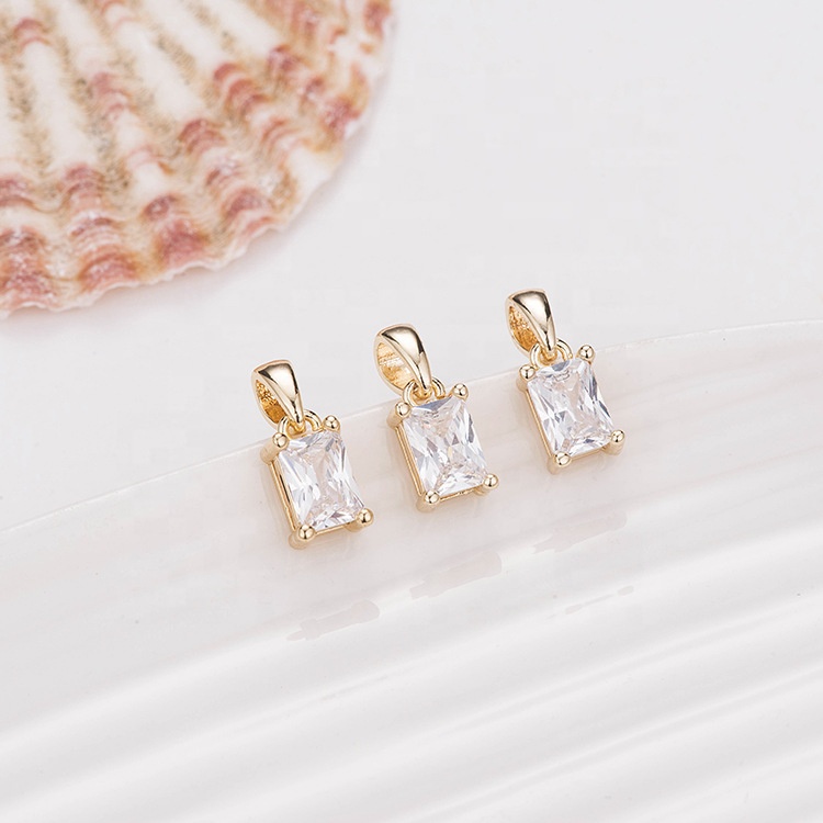 Модная новинка, ювелирное изделие, 14K позолоченный прямоугольник инкрустированные циркон браслеты с подвесками для браслетов или бус своими руками для изготовления